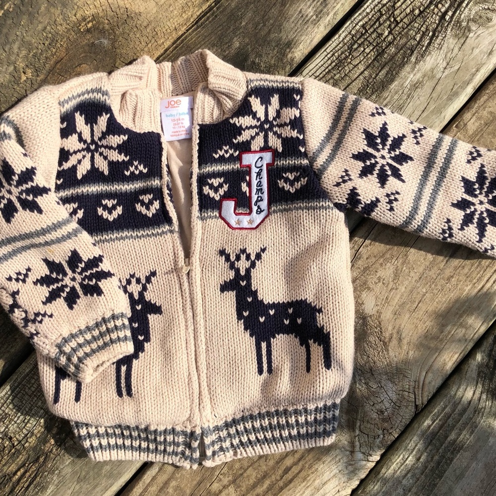 Joe Fresh Variety Zip Sweater Baby Boy Size 12/18M